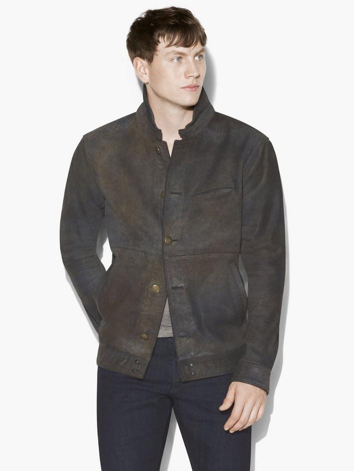 BUTTON FRONT LEATHER JACKET image number 1