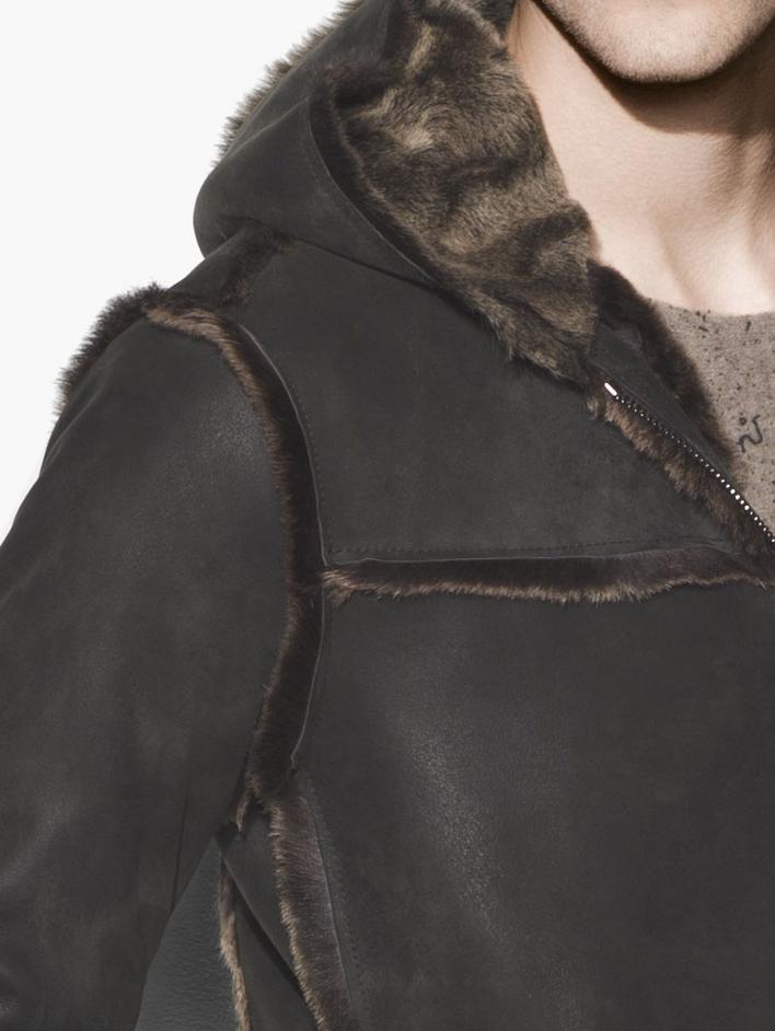 HOODED SHEARLING COAT image number 3