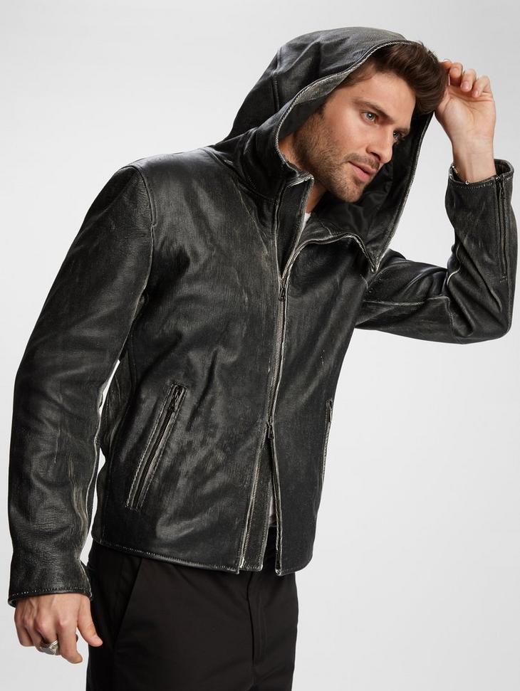 LIMITED EDITION LEATHER HOODED JACKET image number 4