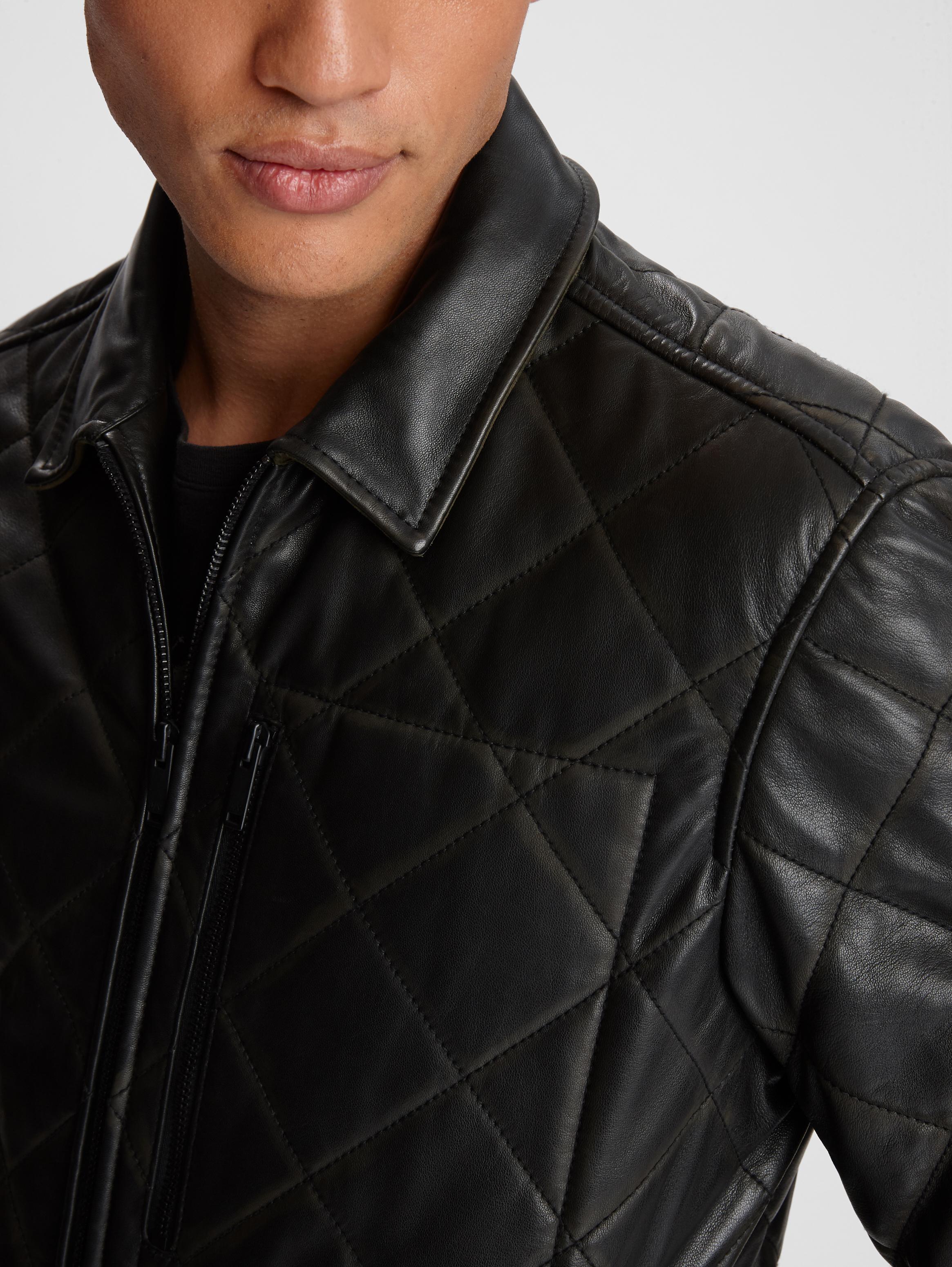 REX QUILTED LEATHER OVERSHIRT image number 3
