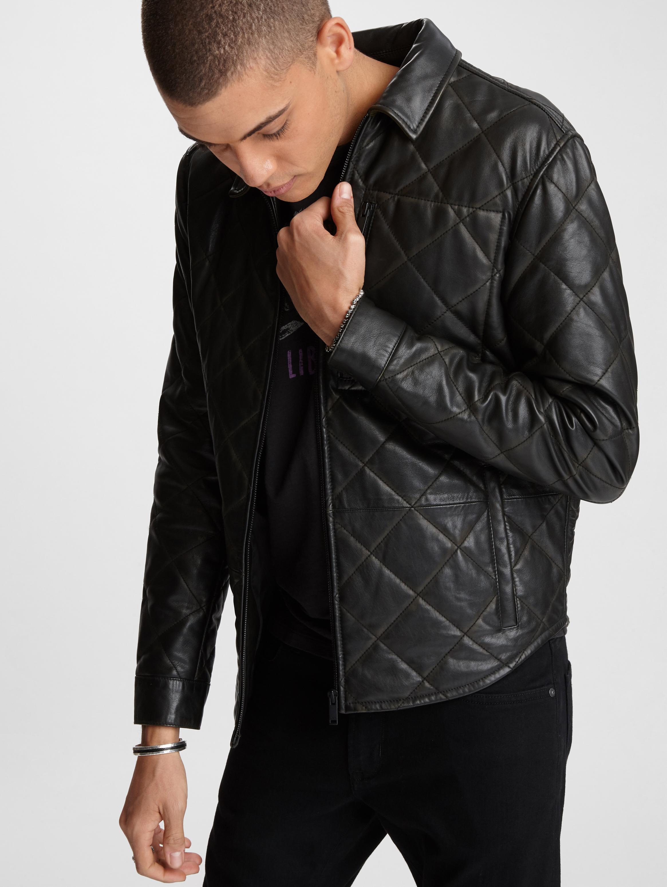 REX QUILTED LEATHER OVERSHIRT image number 4