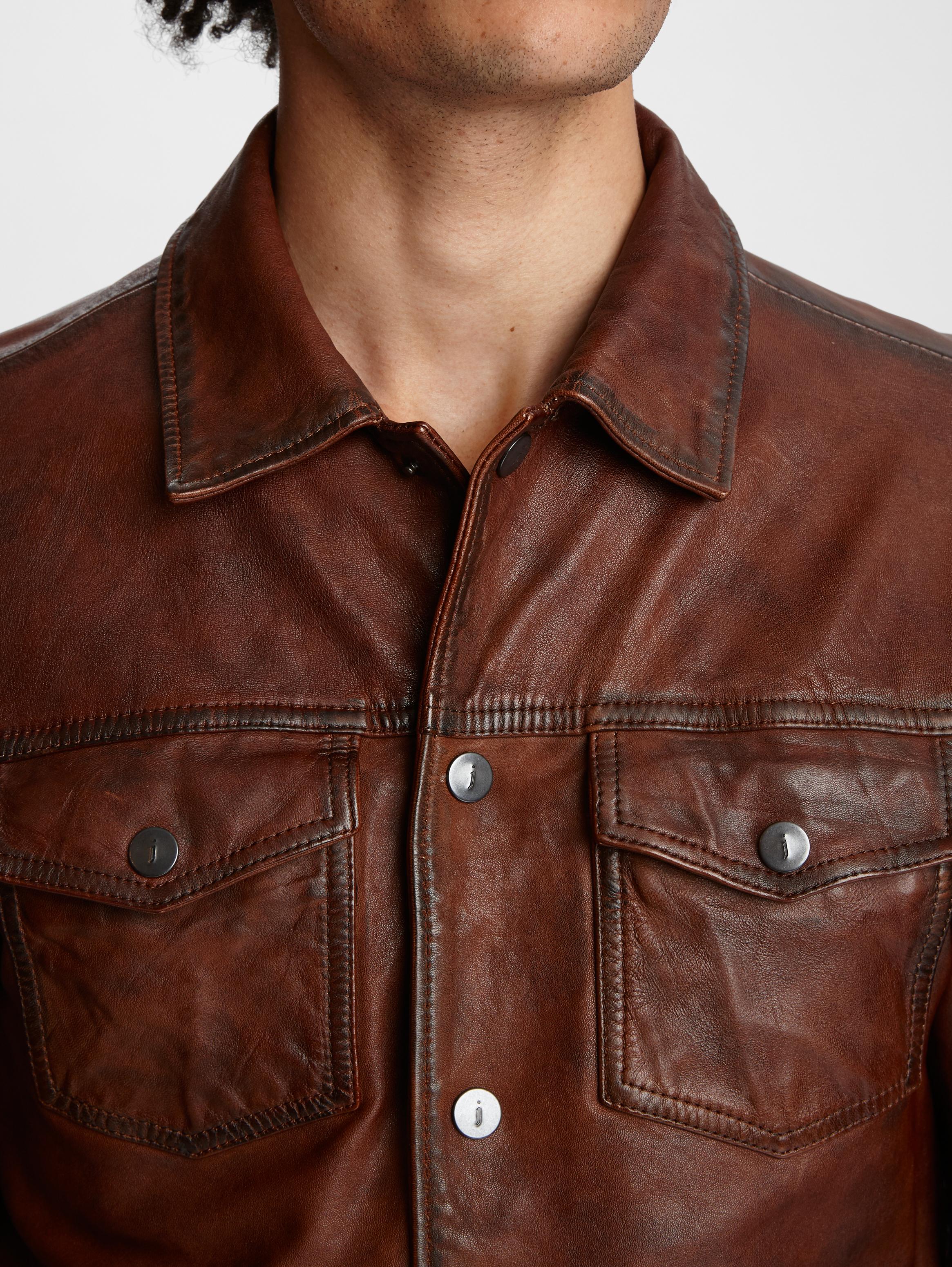 Vintage Snap Front Leather Jacket image number 3