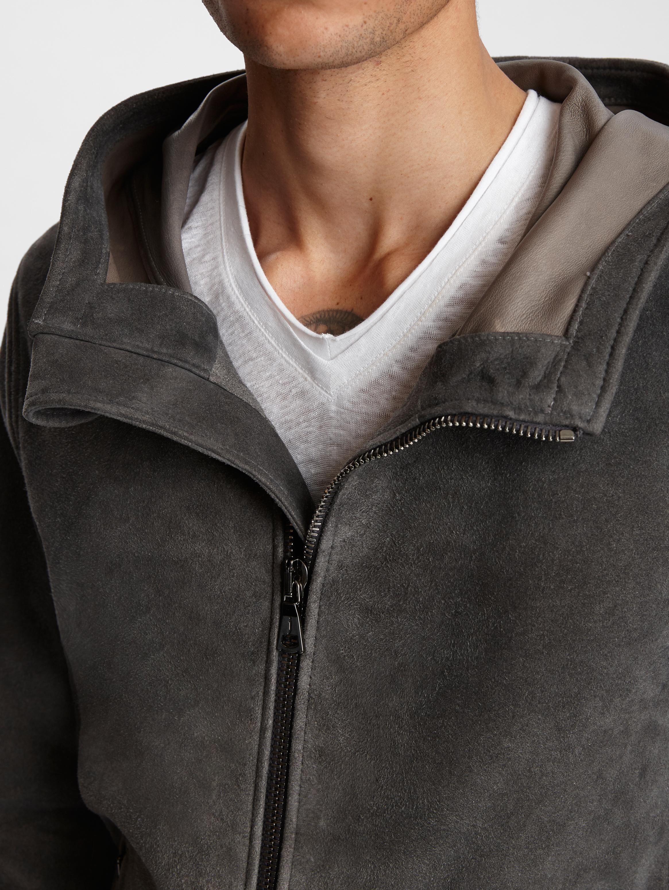 Hooded Leather Jacket image number 3
