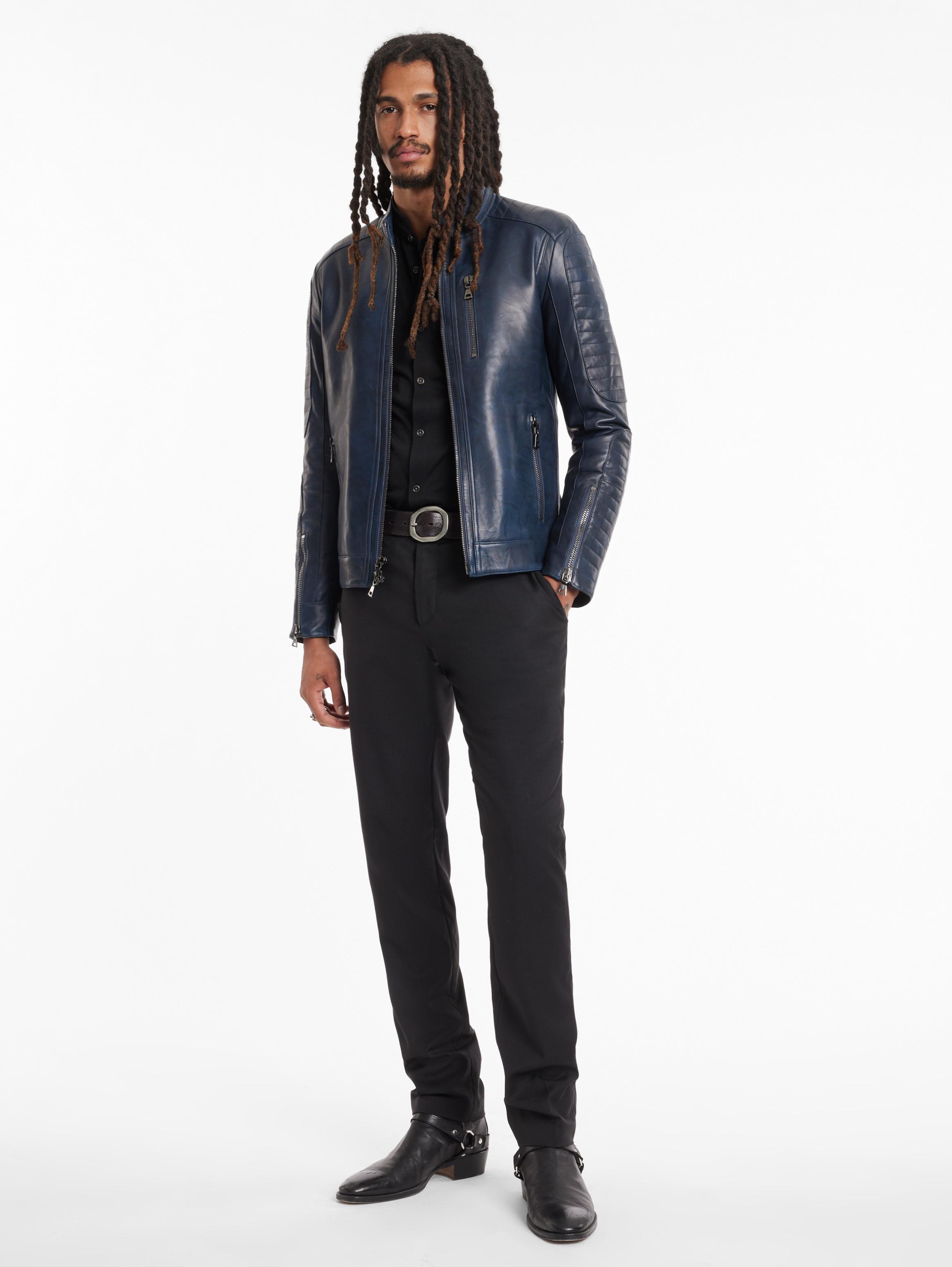 John varvatos shop blue leather jacket