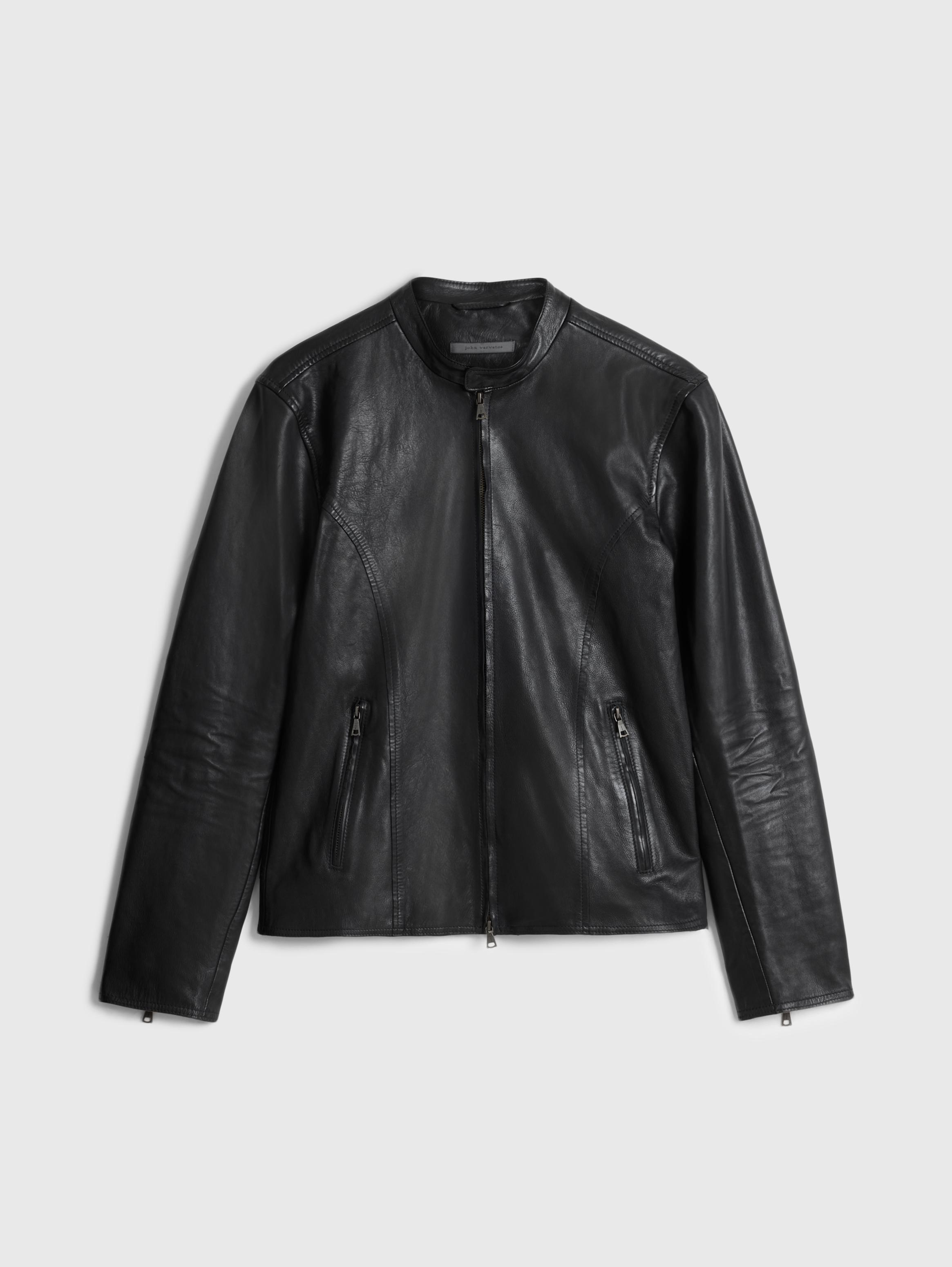 John varvatos band sale collar leather jacket