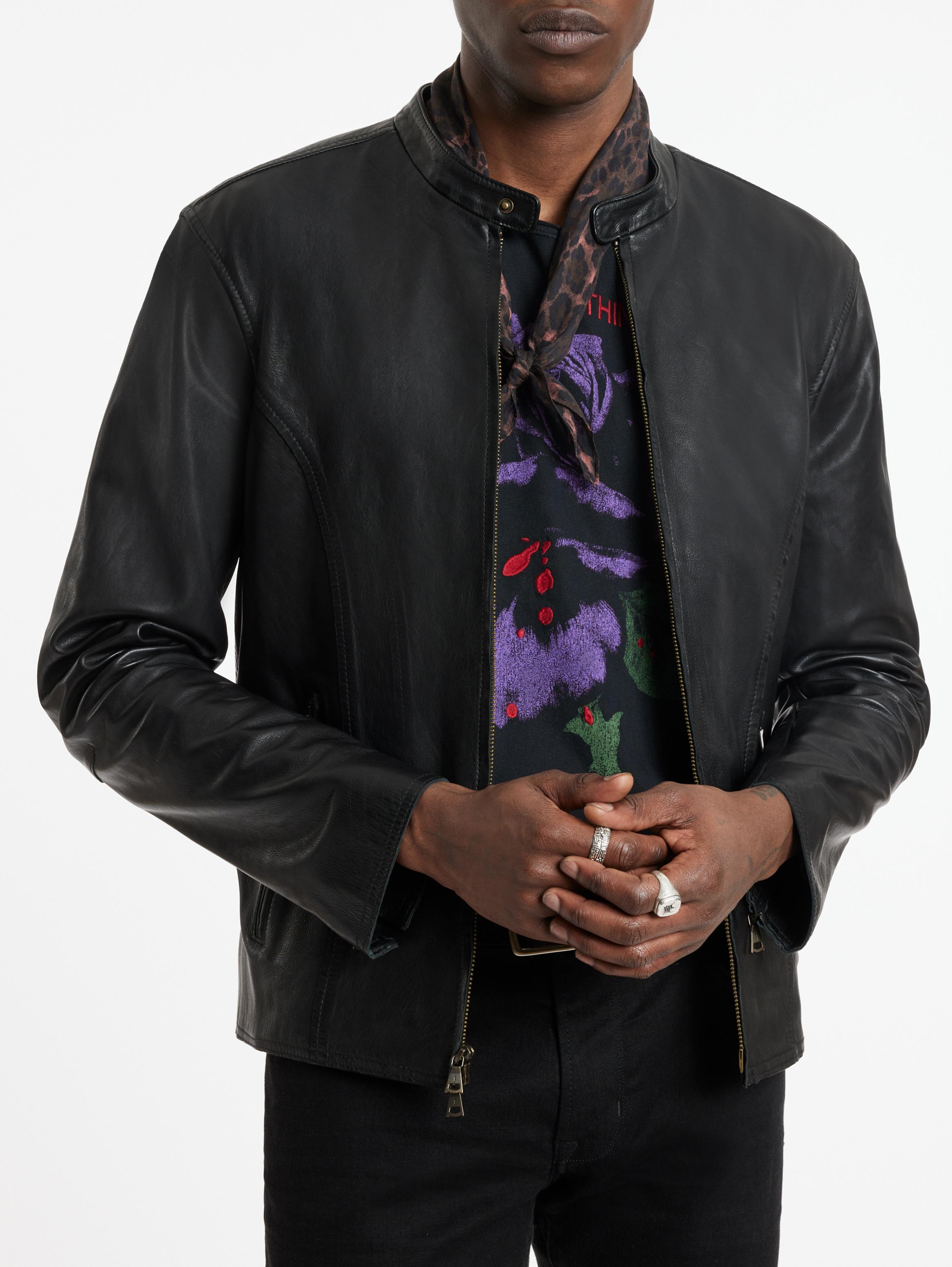 John varvatos black leather on sale jacket