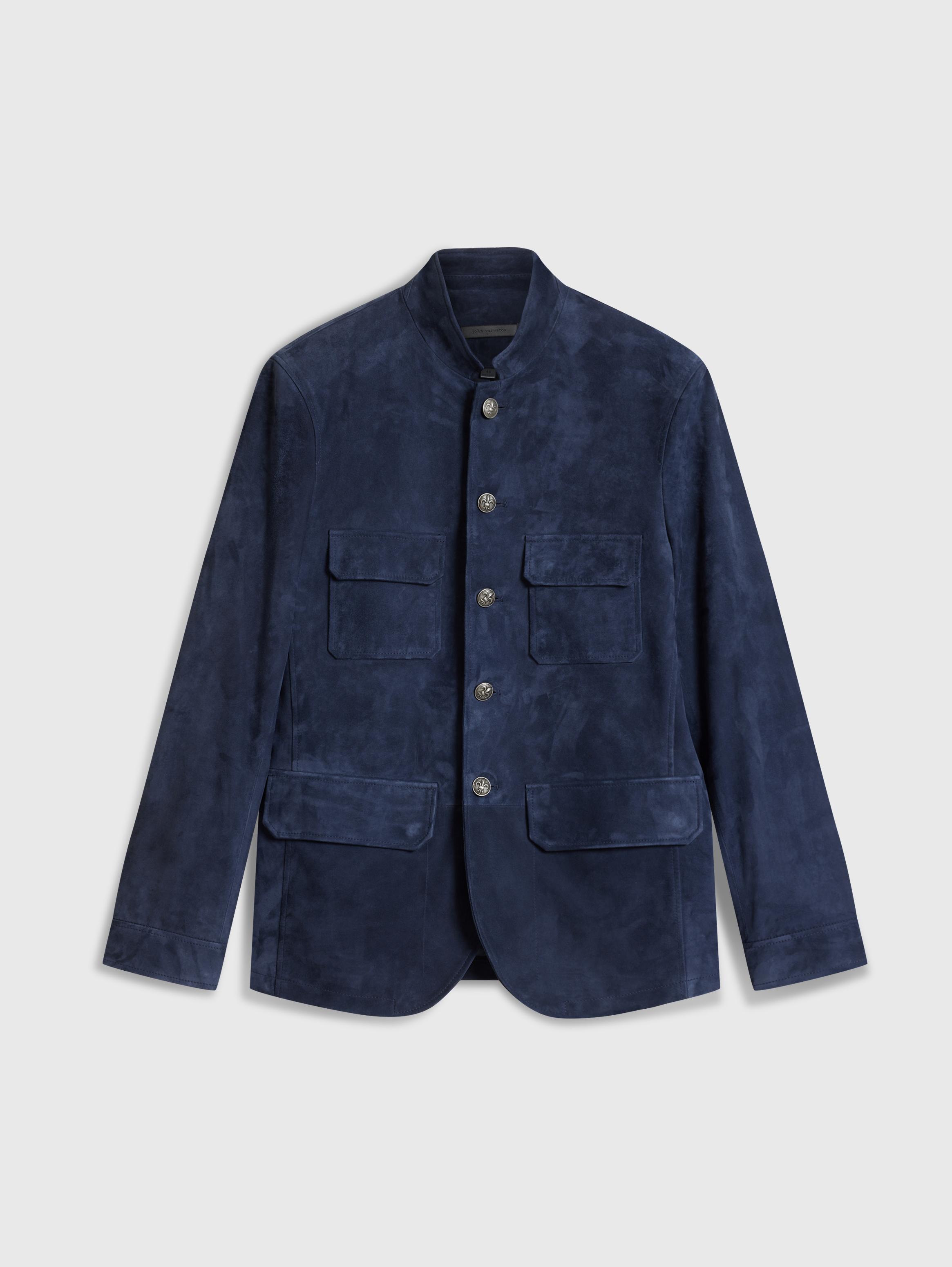 John varvatos blue leather jacket best sale