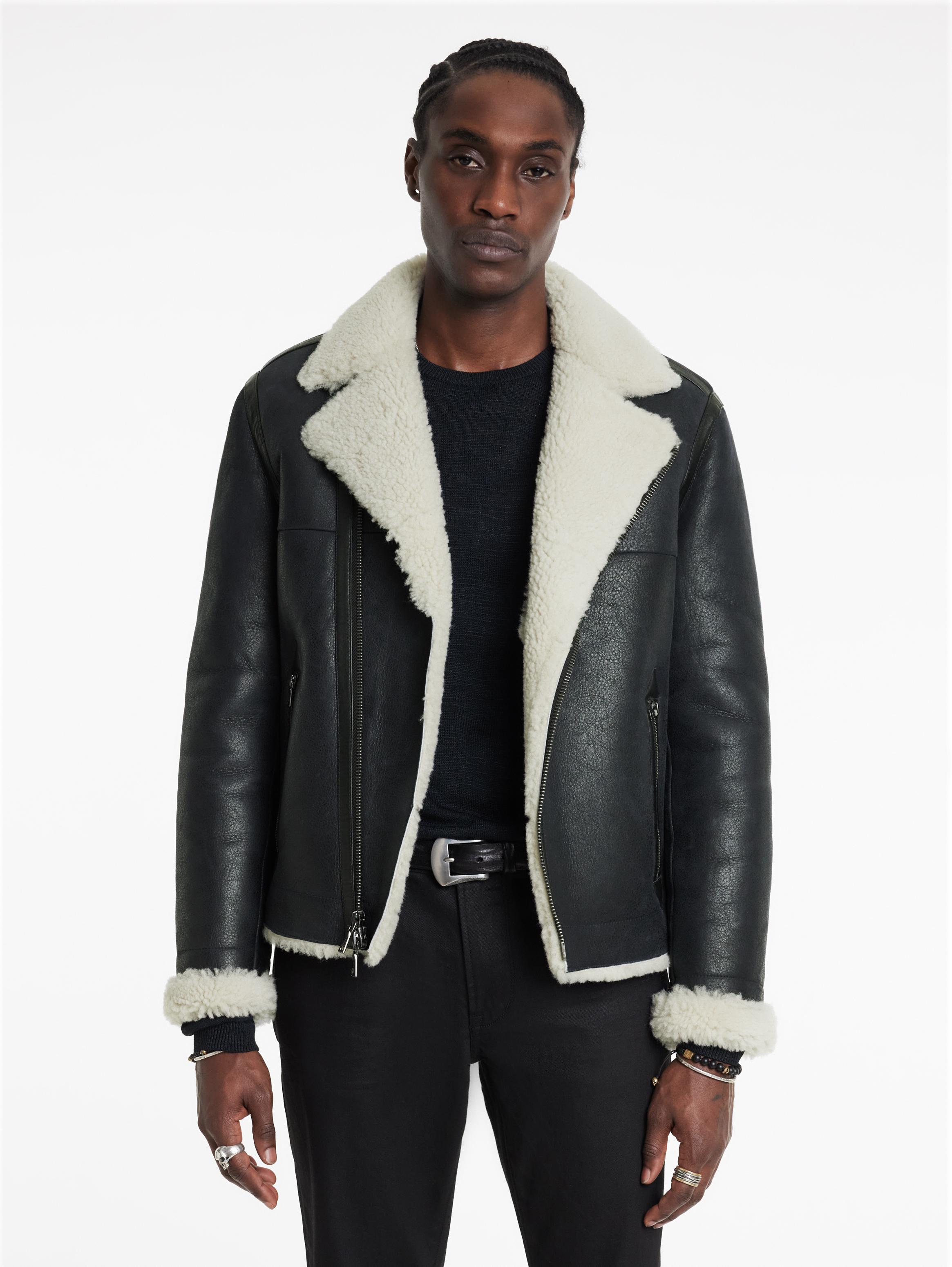 STERLING SHEARLING BIKER JACKET John Varvatos