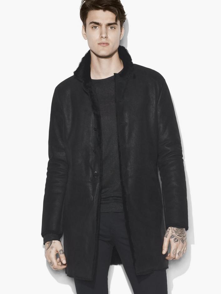 STAND COLLAR SHEARLING COAT image number 1