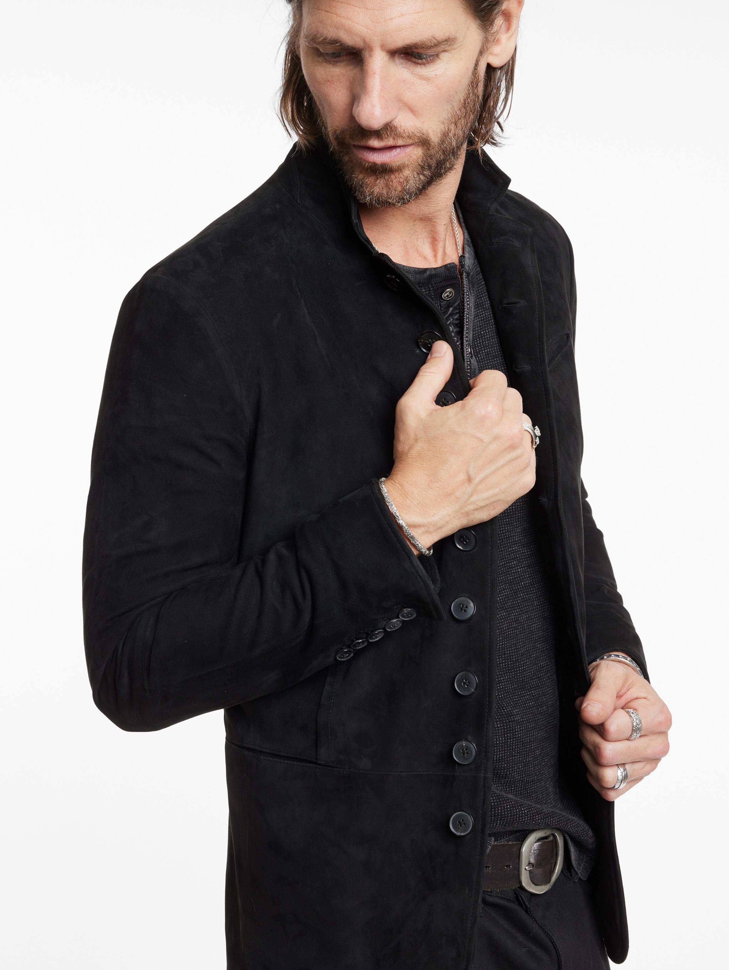 Mens suede discount blazer jacket black