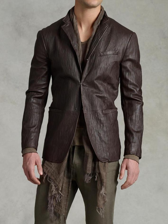 Short Collar Leather Jacket image number 1