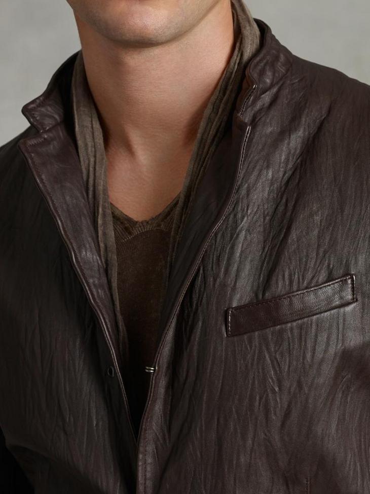 Short Collar Leather Jacket image number 3