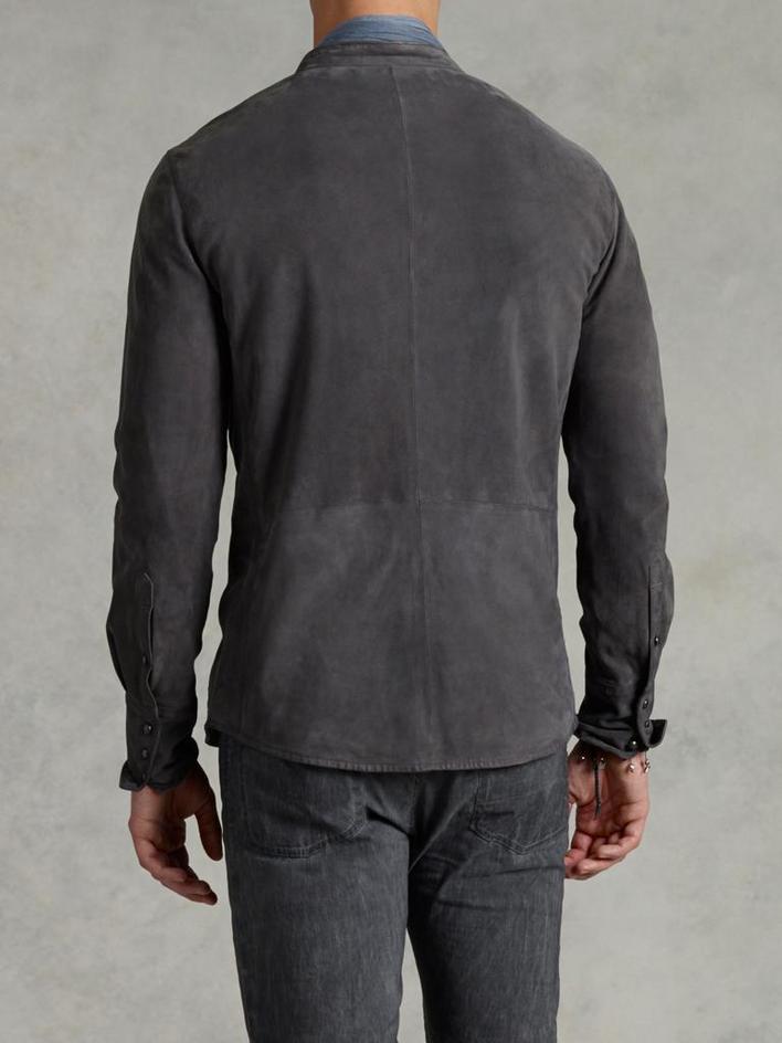 Leather Wingtip Shirt Jacket image number 2