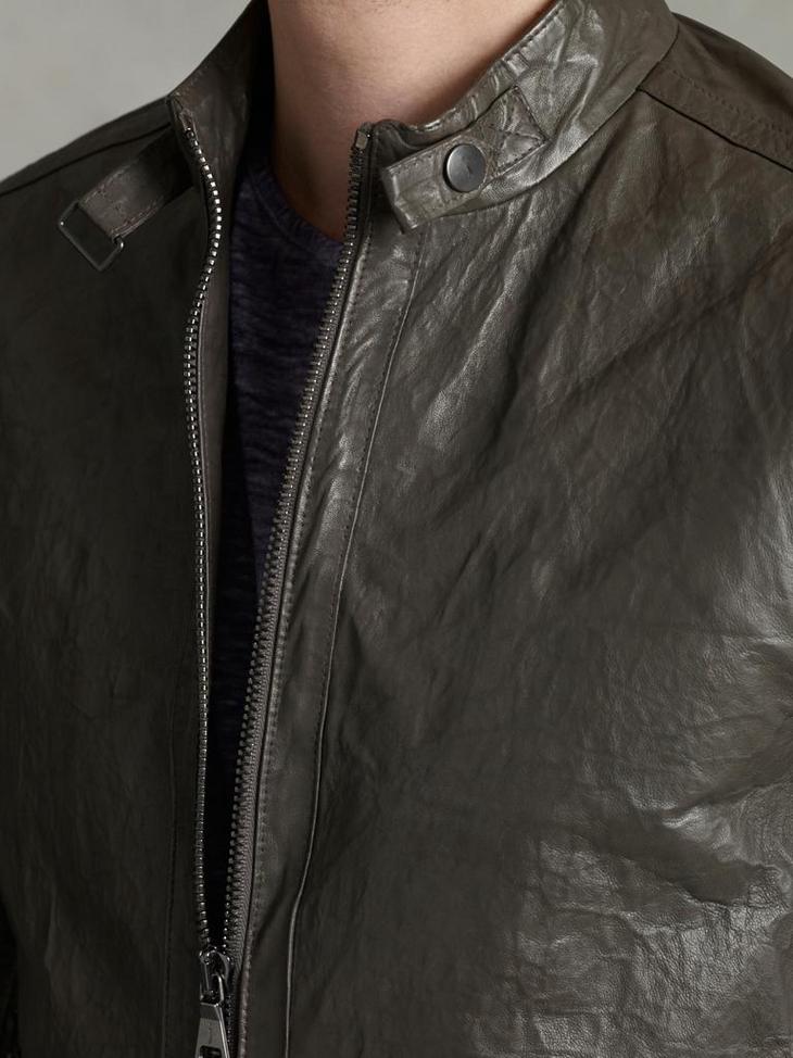Tape Detail Leather Jacket image number 3