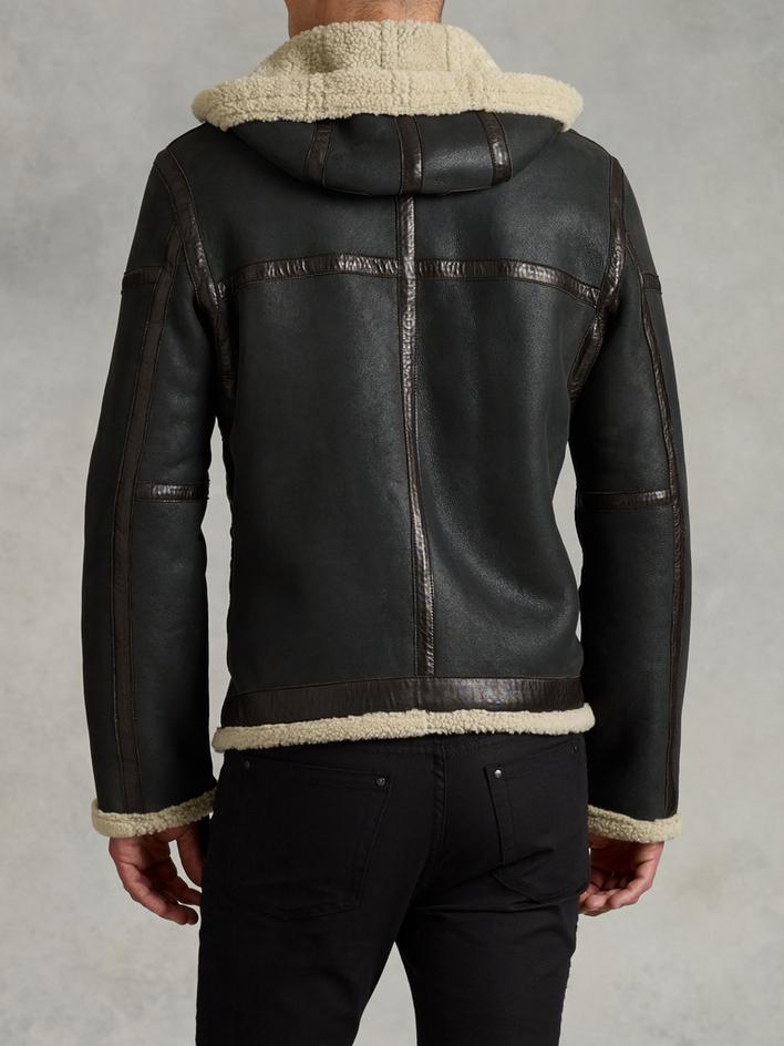 ZIP FRONT HOODED SHEARLING JACKET image number 2