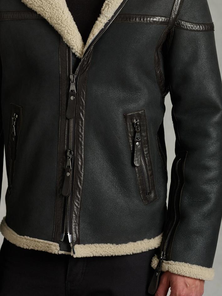 ZIP FRONT HOODED SHEARLING JACKET image number 3