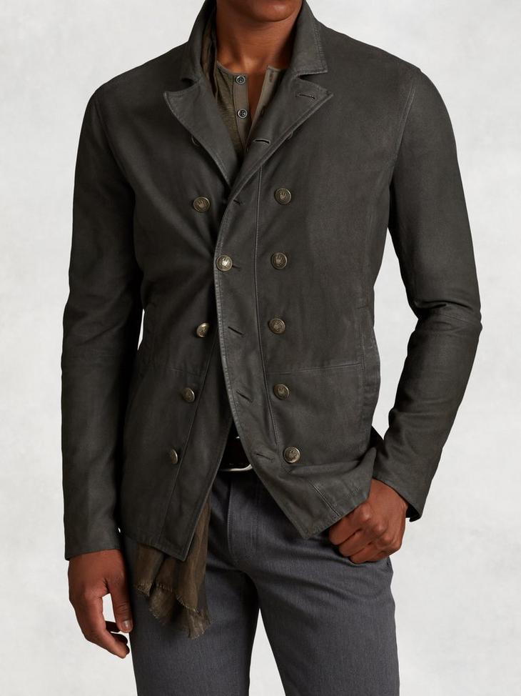 Double Breasted Suede Cutaway Jacket image number 1