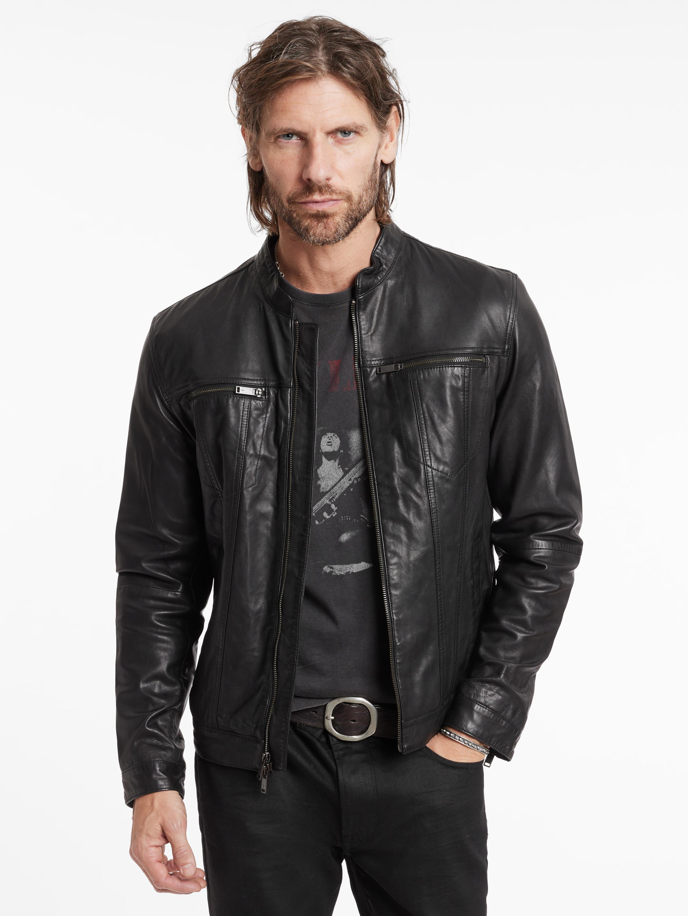 John varvatos band 2025 collar leather jacket