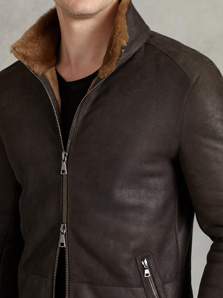 3/4 LENGTH ZIP FRONT SHEARLING COAT image number 3