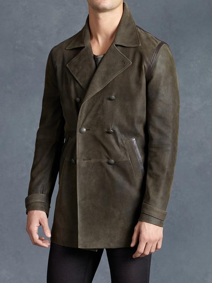 LEATHER PEACOAT image number 1