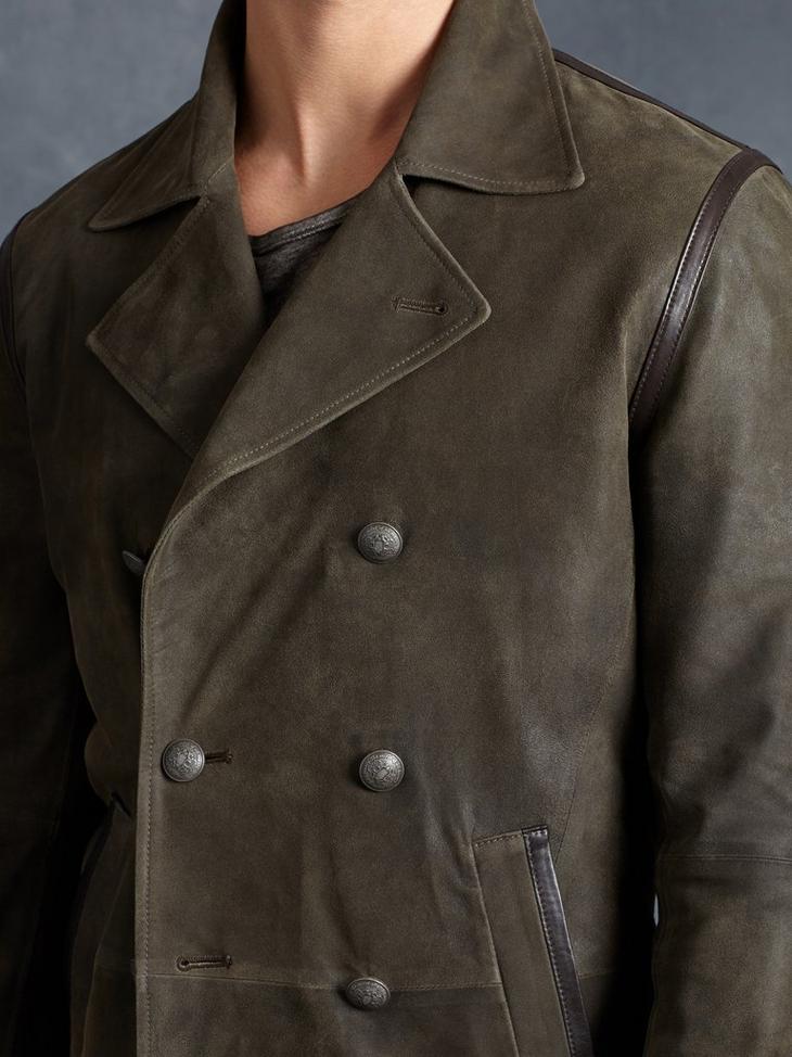 LEATHER PEACOAT image number 3