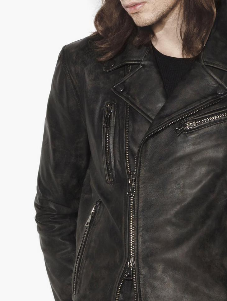 Asymmetrical Leather Biker Jacket image number 3