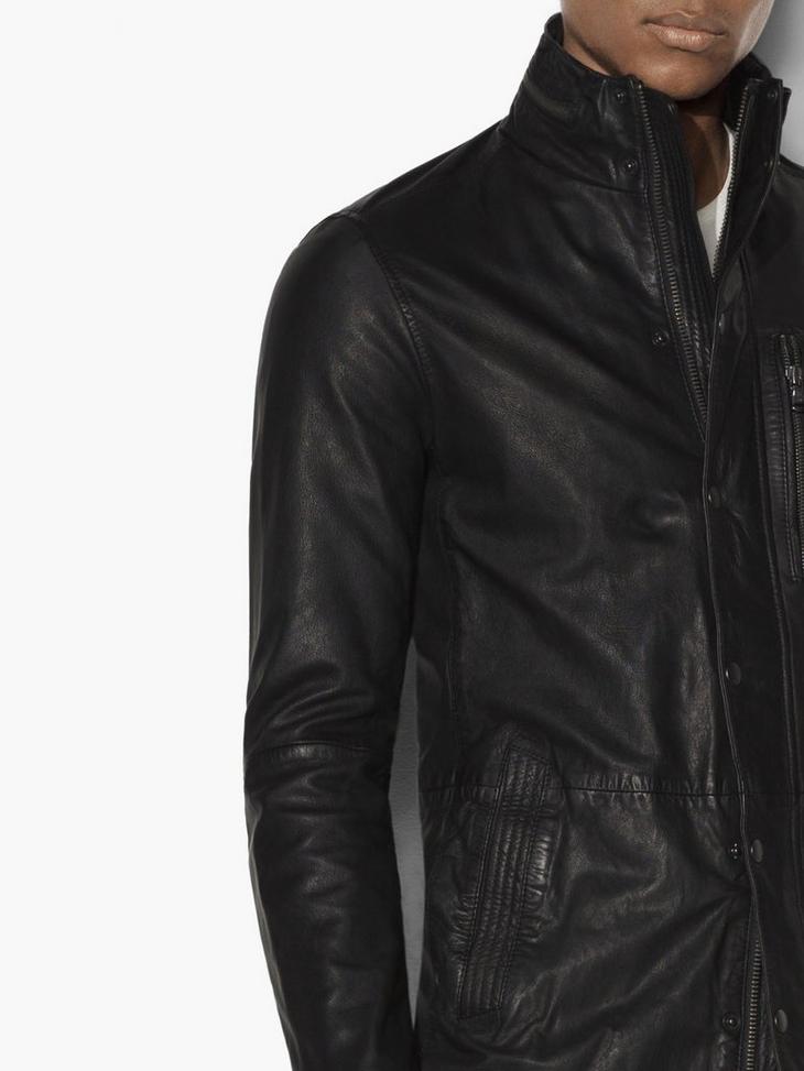Concealed Hood Leather Jacket image number 3