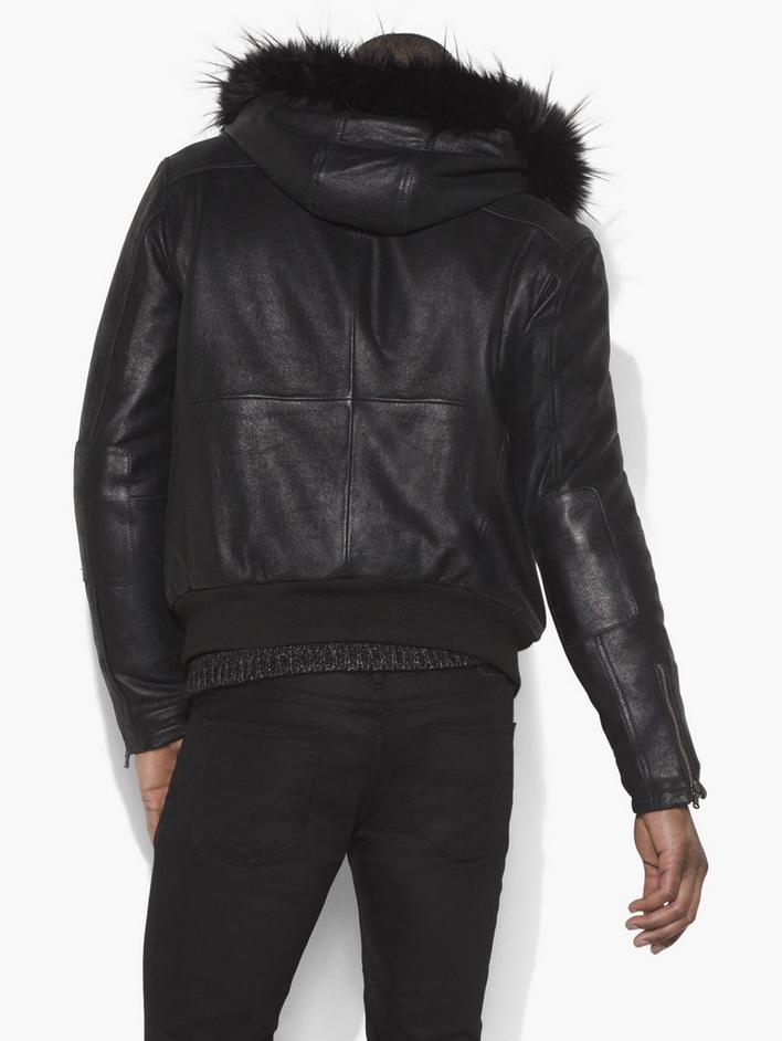 Leather Hooded Bomber image number 2