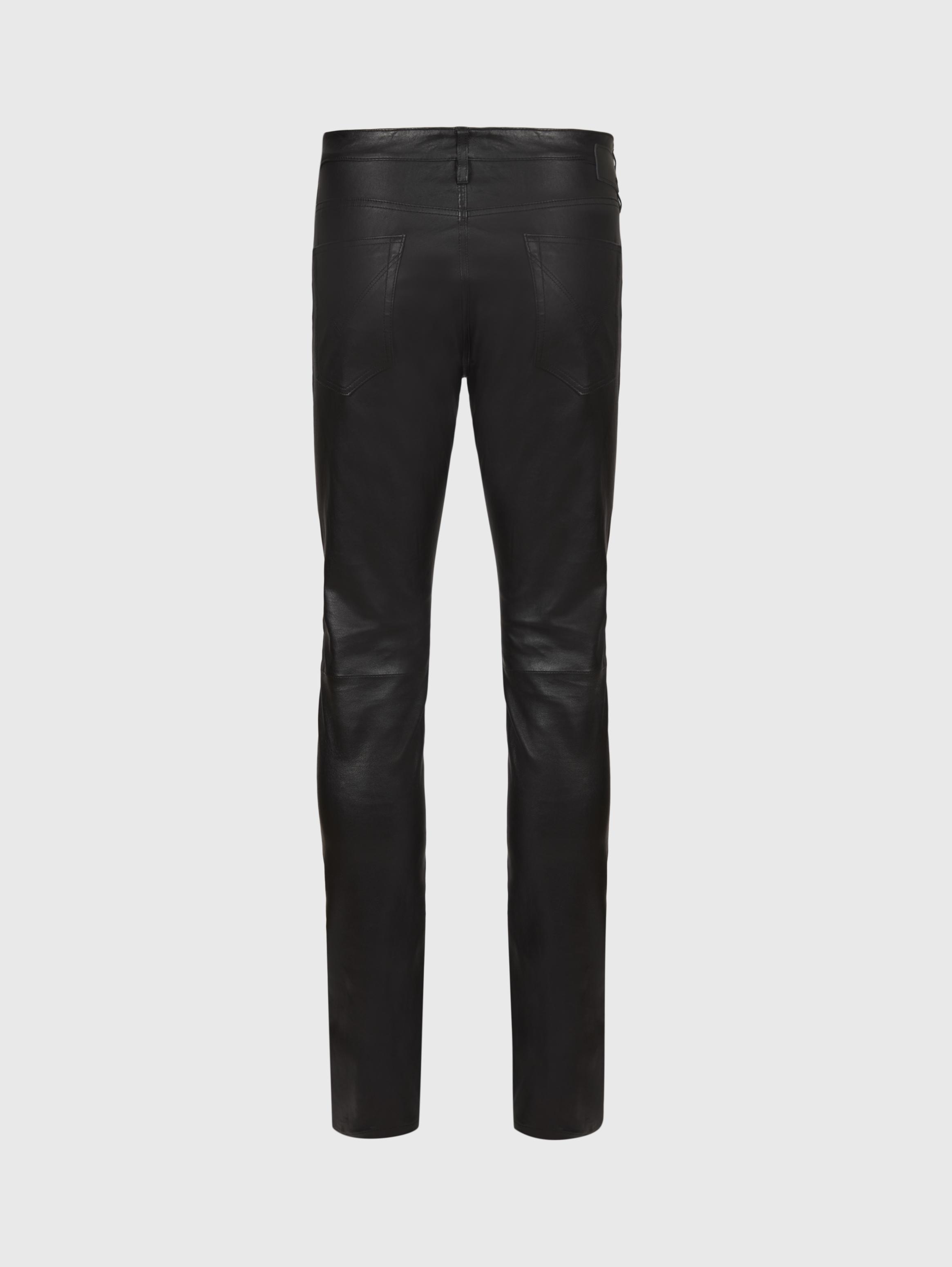 WIGHT SKINNY STRAIGHT FIT LEATHER JEAN WITH ZIPPER image number 3