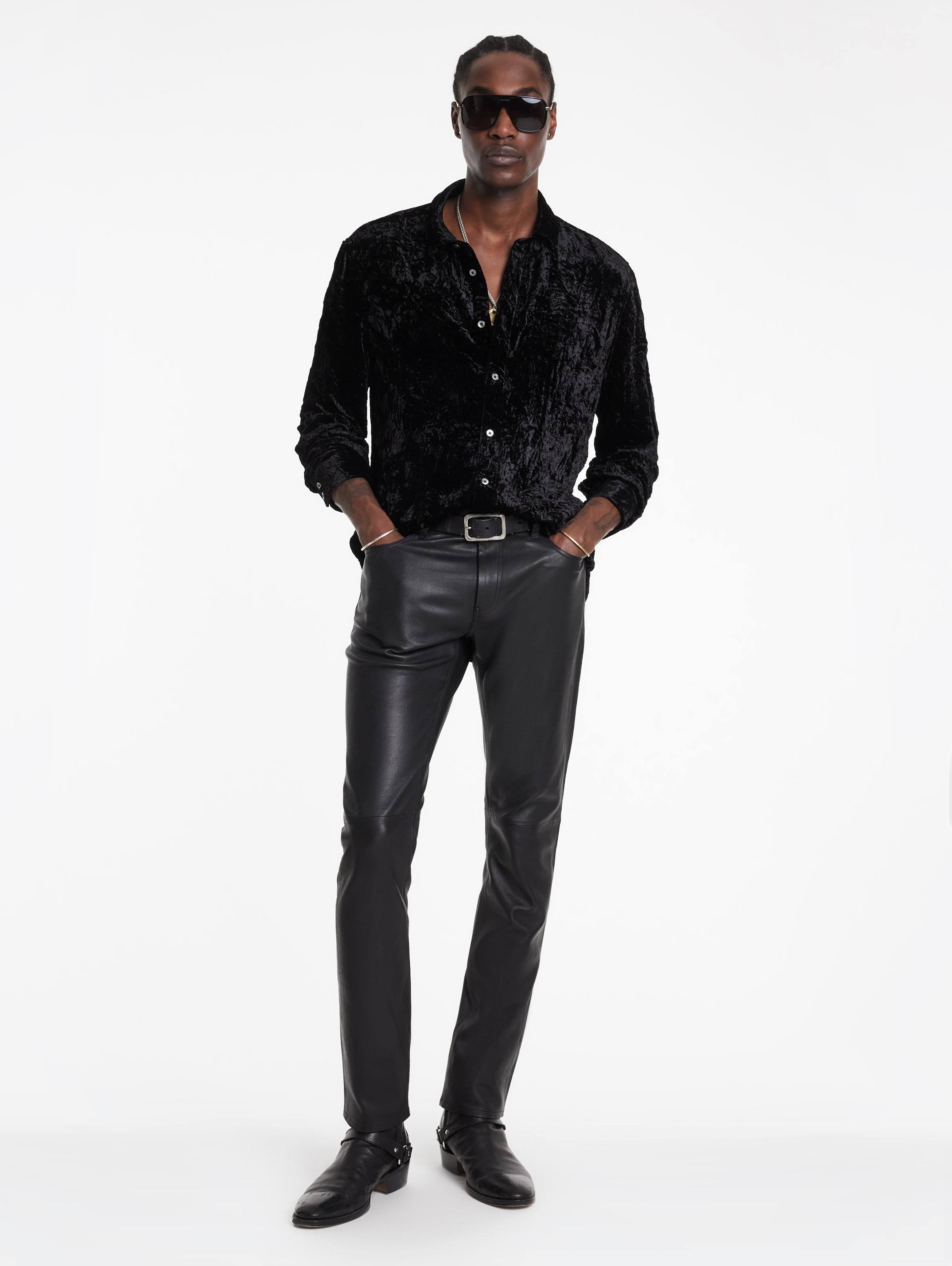 Button Fly Leather Pants for Men #MP1140BT