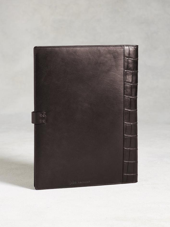 Large Calfskin Notebook Cover With Crocodile Detail image number 2