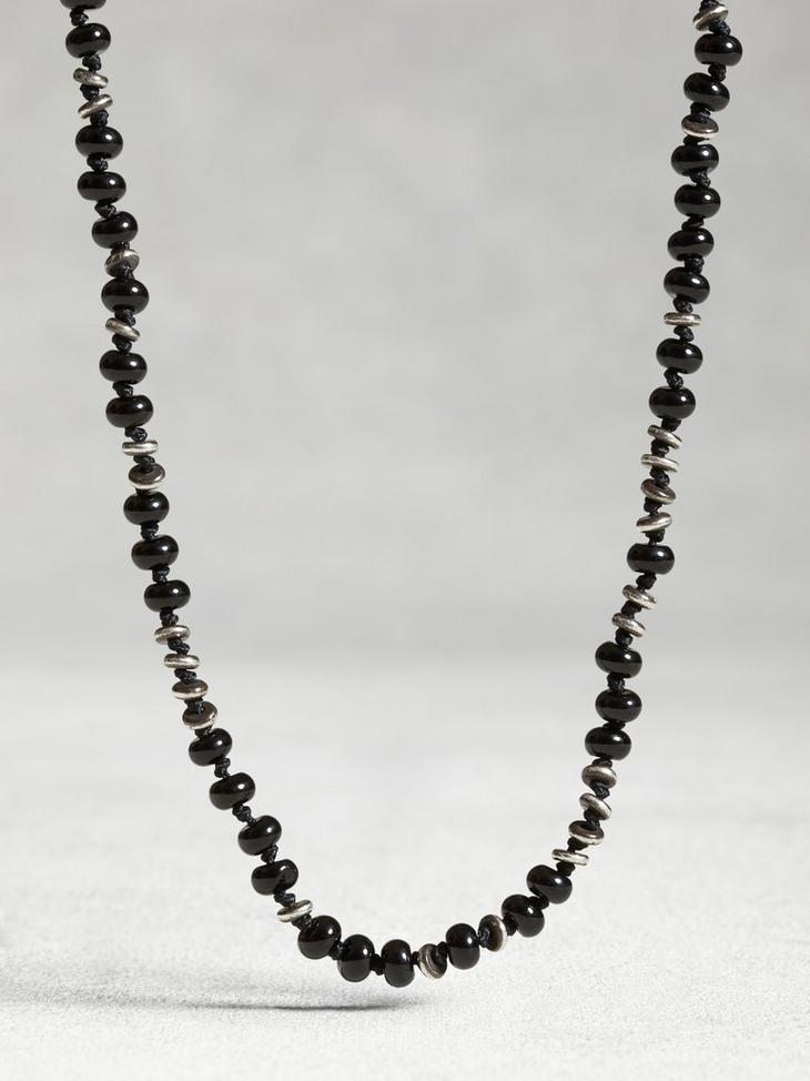 Onyx and Sterling Silver Knot Necklace image number 1