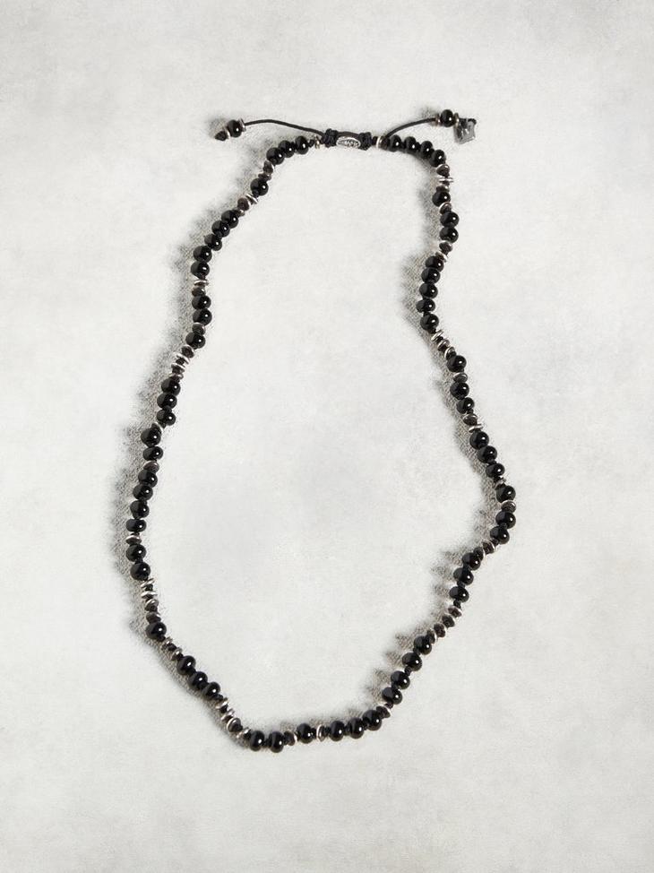 Onyx and Sterling Silver Knot Necklace image number 2