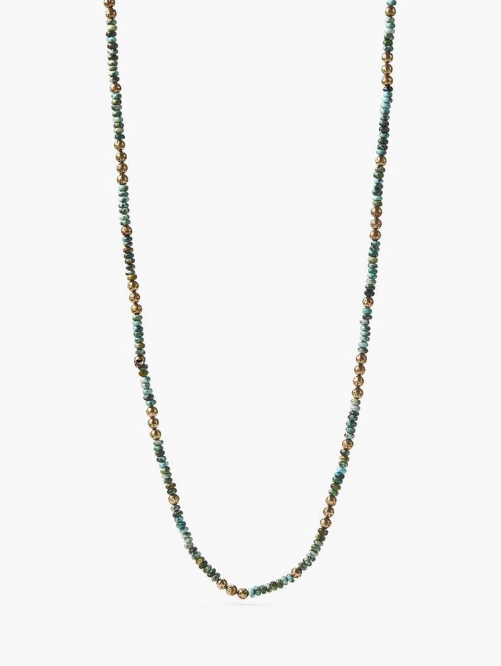Distressed Beaded Necklace with Turquoise image number 1