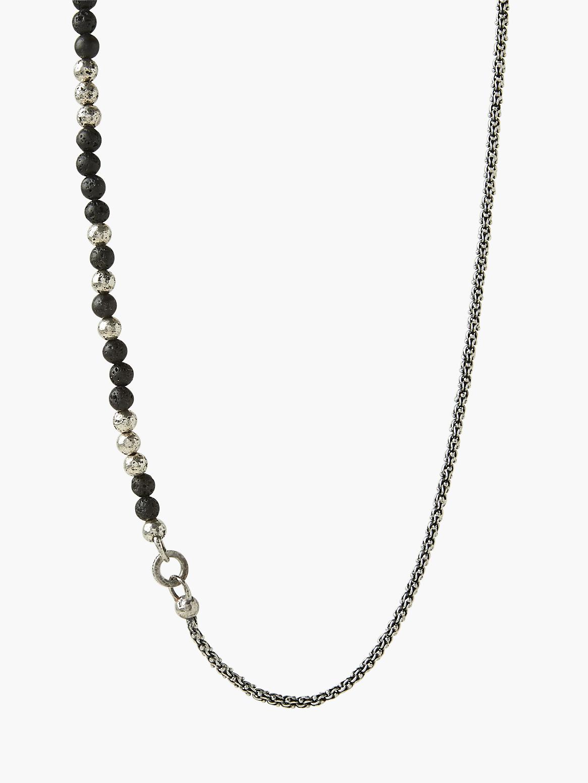 Silver Half Bead & Chain Necklace image number 1