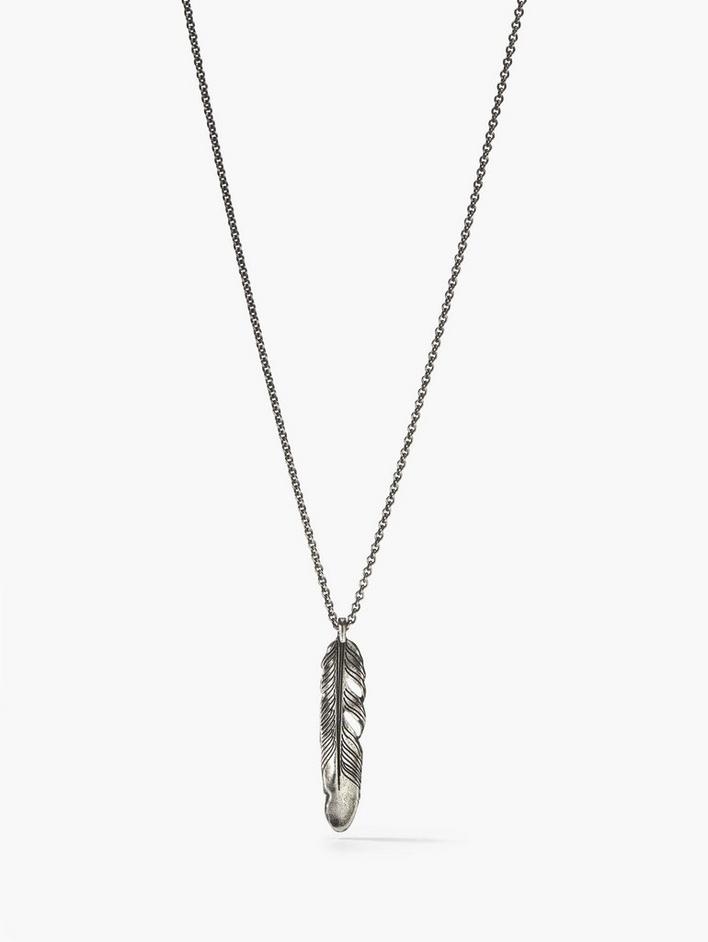 SILVER FEATHER NECKLACE image number 1