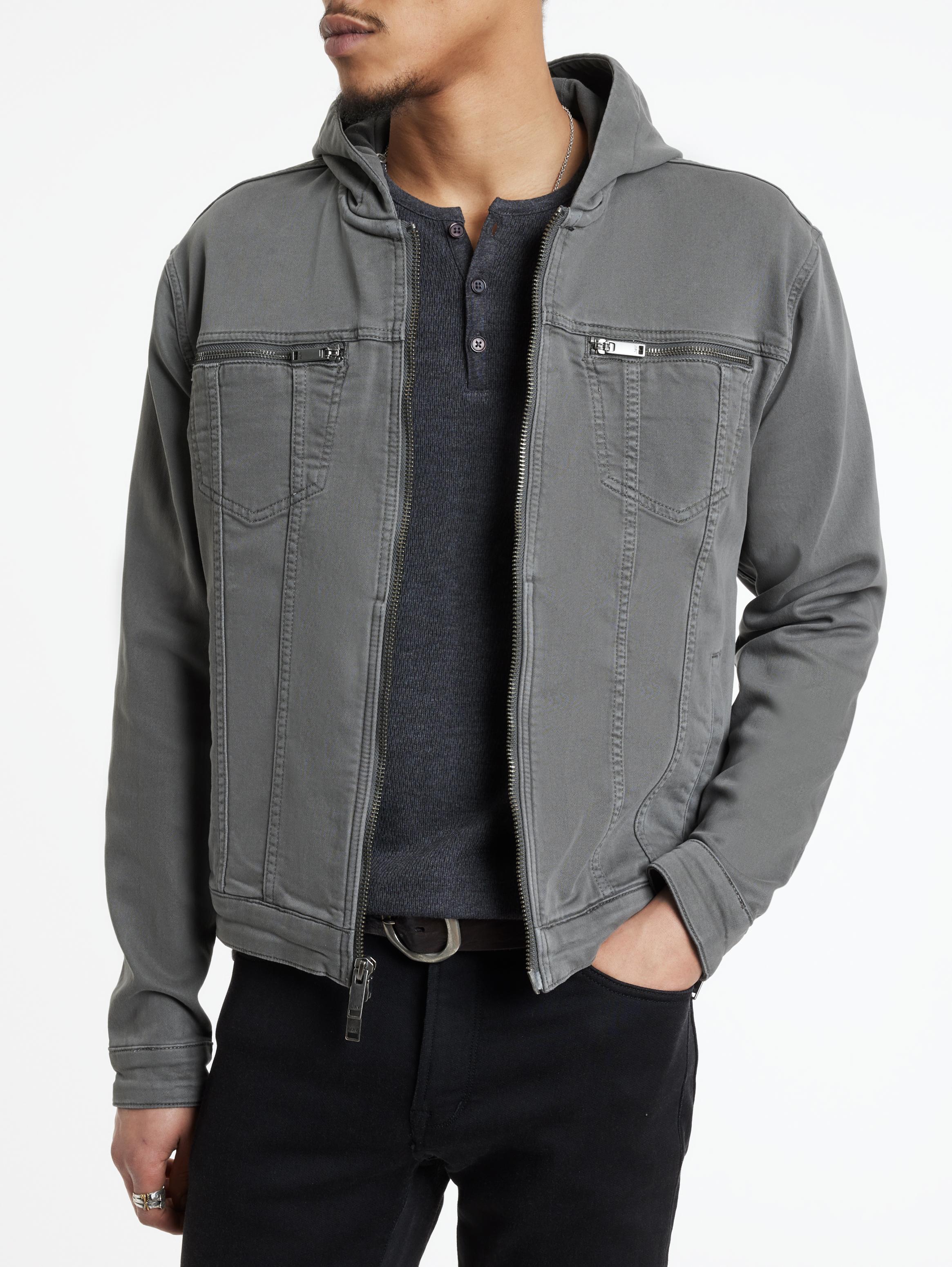 John varvatos hooded denim jacket sale