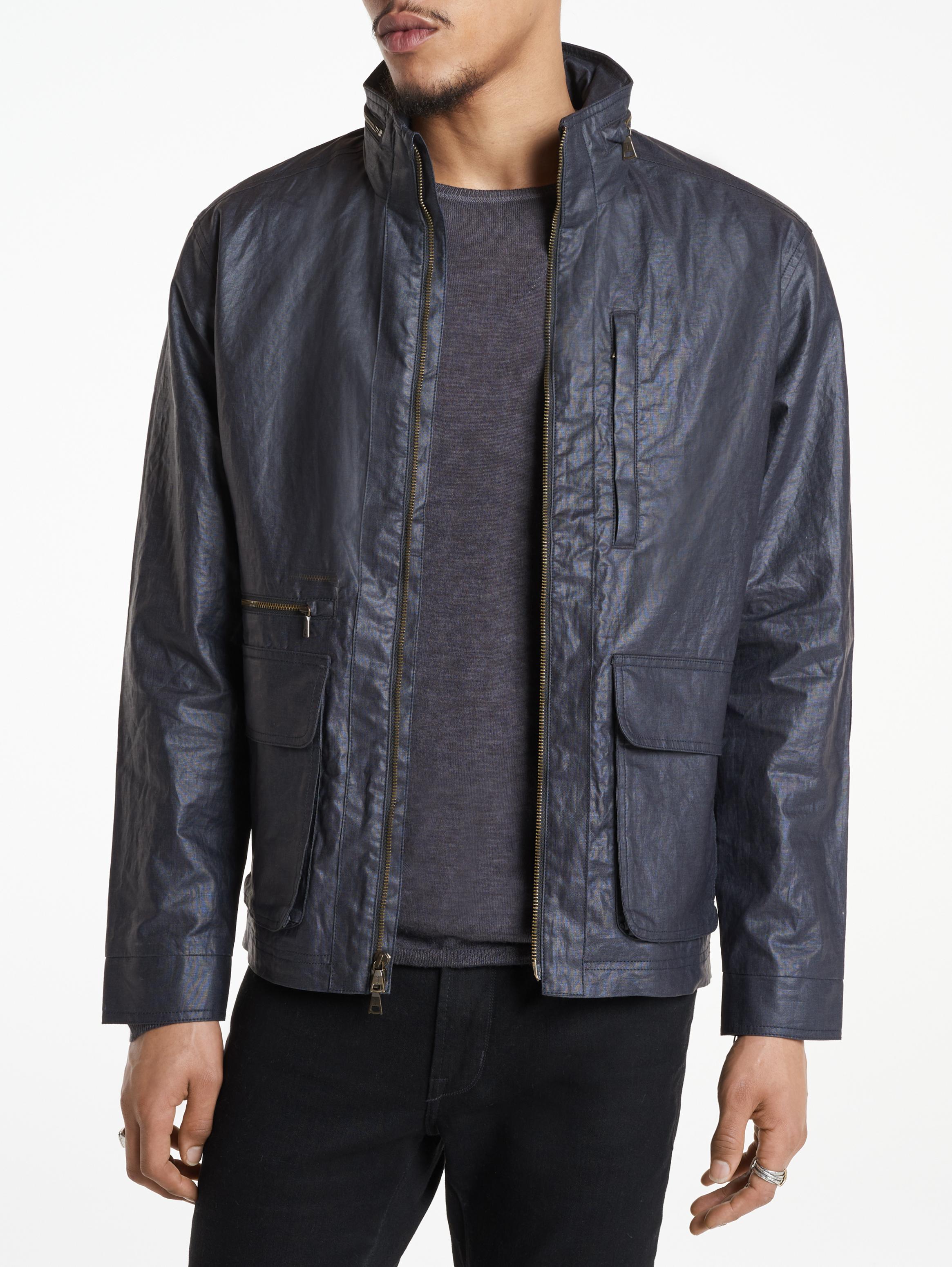 John varvatos offers blue leather jacket