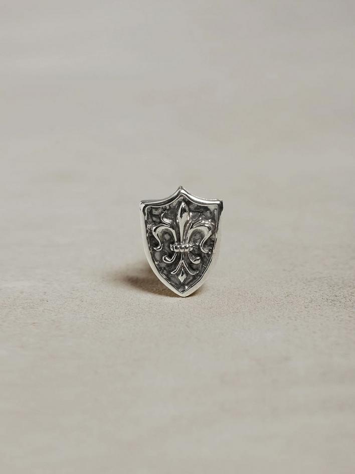 Silver Fleur-de-lis Shield Lapel Pin image number 1