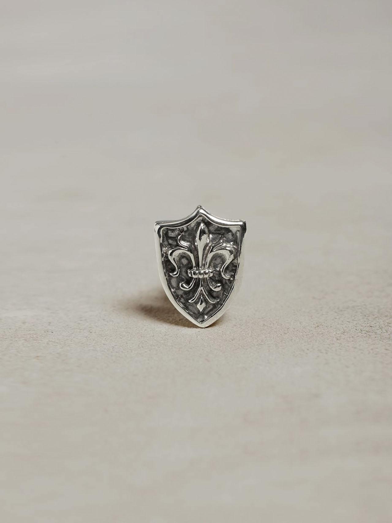Silver Fleur-de-lis Shield Lapel Pin image number 1