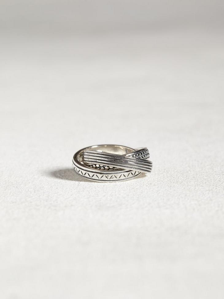 Sterling Silver Textured Roll Ring image number 1