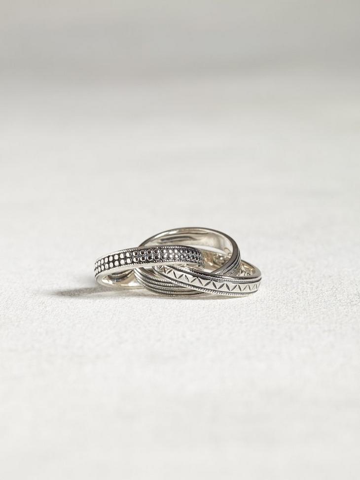 Sterling Silver Textured Roll Ring image number 2