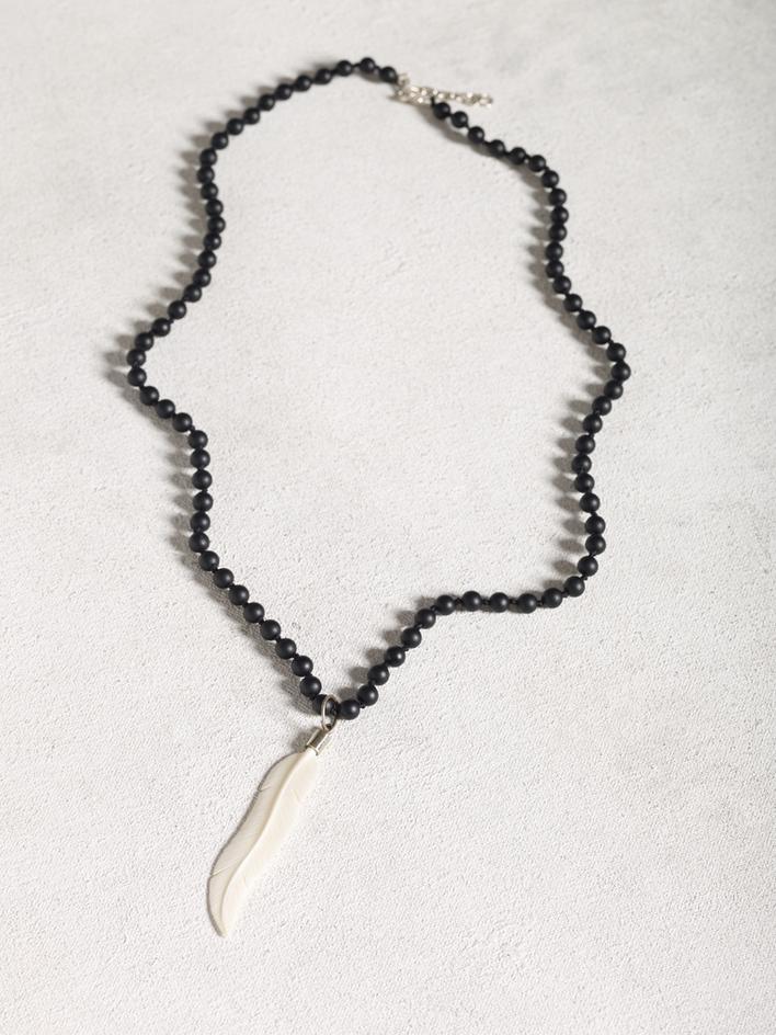 Carved Bone Feather Necklace image number 2