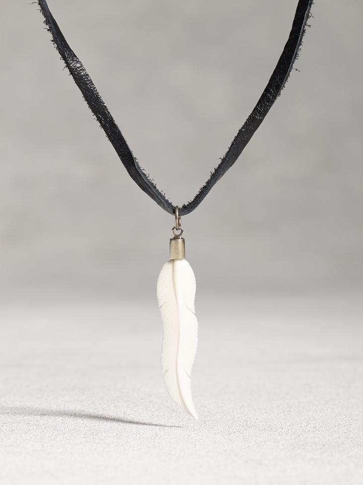 Carved Horn Feather Necklace image number 1