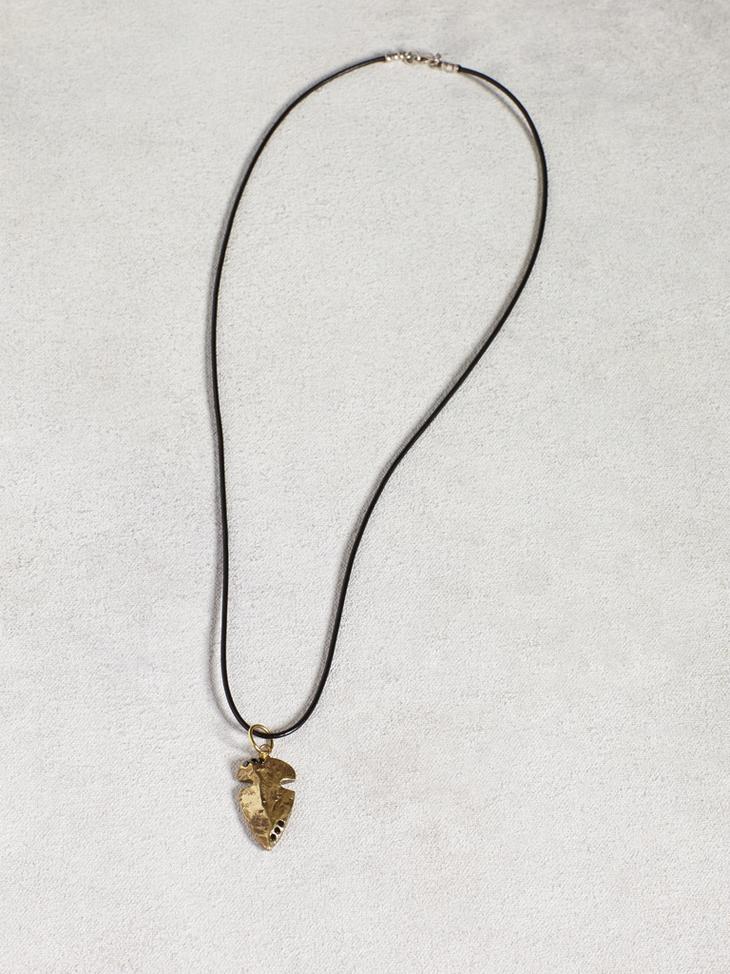Leather & Bronze Arrowhead Necklace image number 2