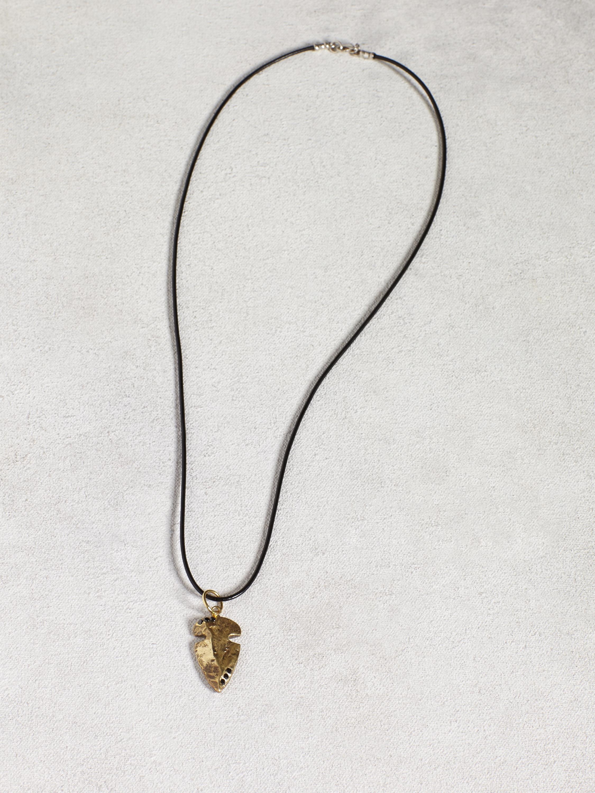 Leather & Bronze Arrowhead Necklace image number 2