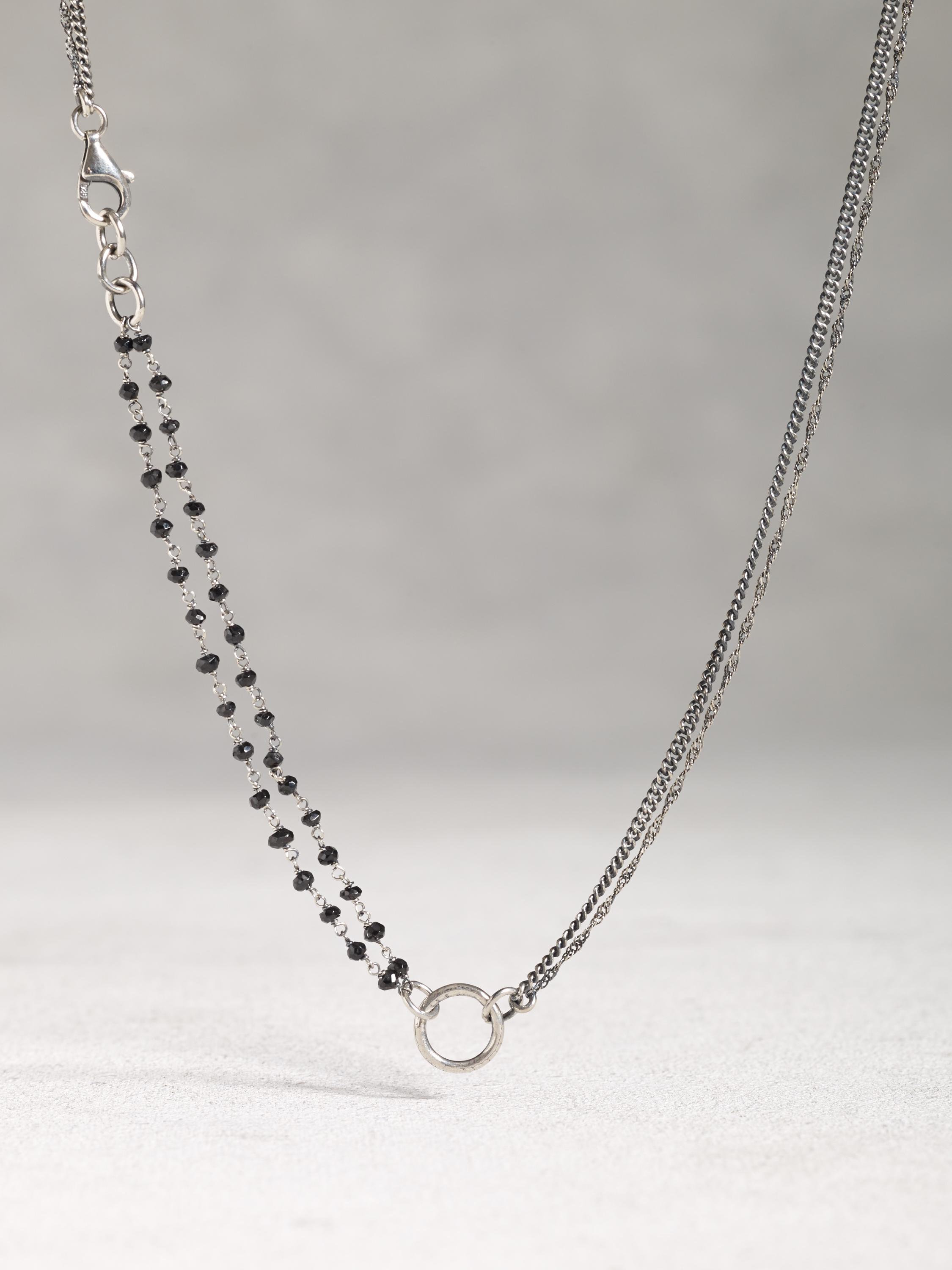 Silver & Black Bead Necklace image number 1