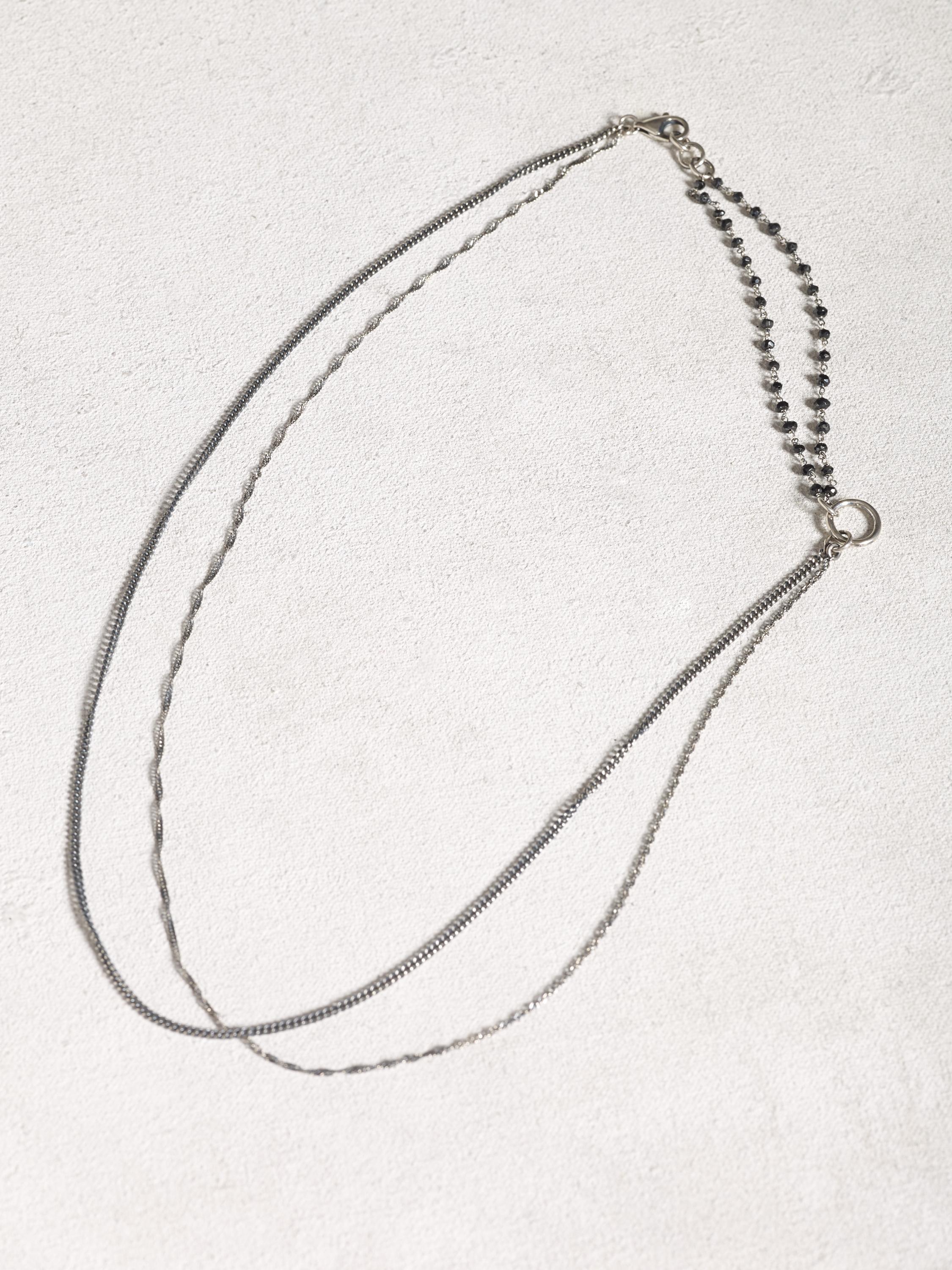 Silver & Black Bead Necklace image number 2