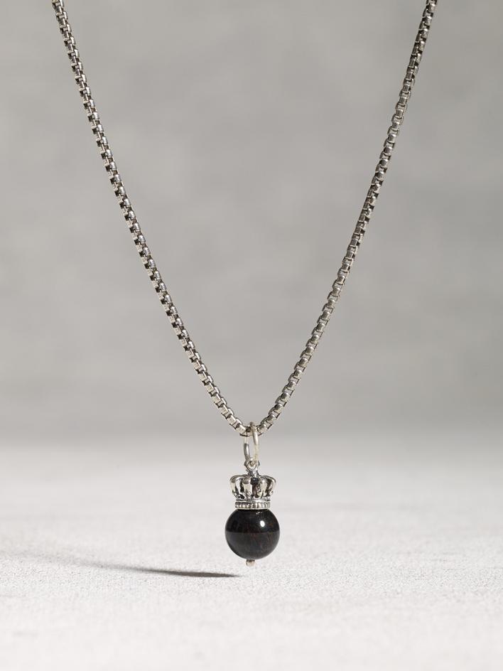 Crowned Cats Eye Ball and Chain Necklace image number 1