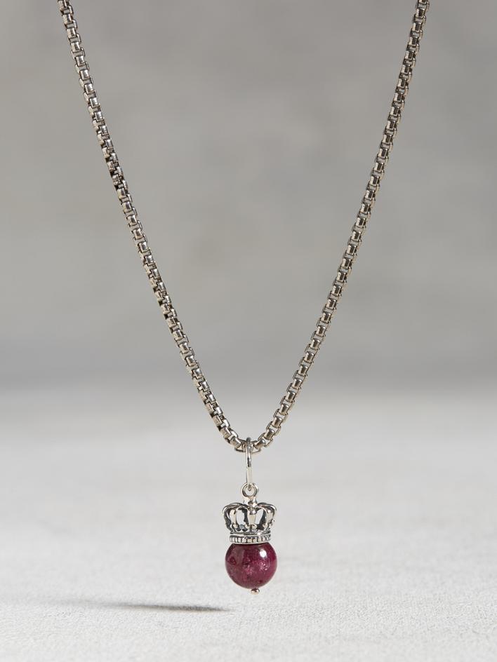 Crowned Ruby Ball and Chain Necklace image number 1